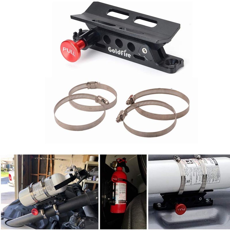 Goldfire Quick Release Fire Extinguisher Mount Bracket Holder Aluminum Roll Bar Mount Bottle Holder Adjustable for Jeep Wrangler TJ JK JL JKU UTV Polaris RZR Ranger (Black) - Image 1